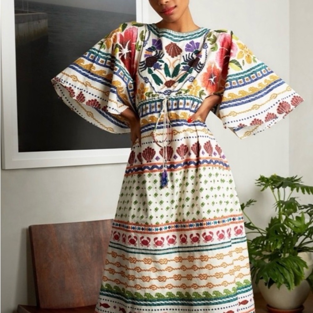 FARM Rio Salt Island Cream dress size sm